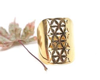 Flower of life, One of a kind / size : 7 us / 54 eu Gold plated
