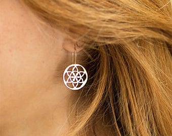 Silver seed Of Life earrings / Mercaba earrings/ Flower earrings/ Sacred geometry earrings/flower of life