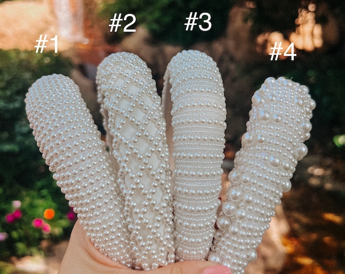 Ivory Padded Pearl headband- hair accessory, bridal/ event headband- 4 designs to choose from