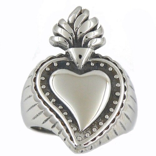 Stainless Steel Sacred Heart Ring - Etsy