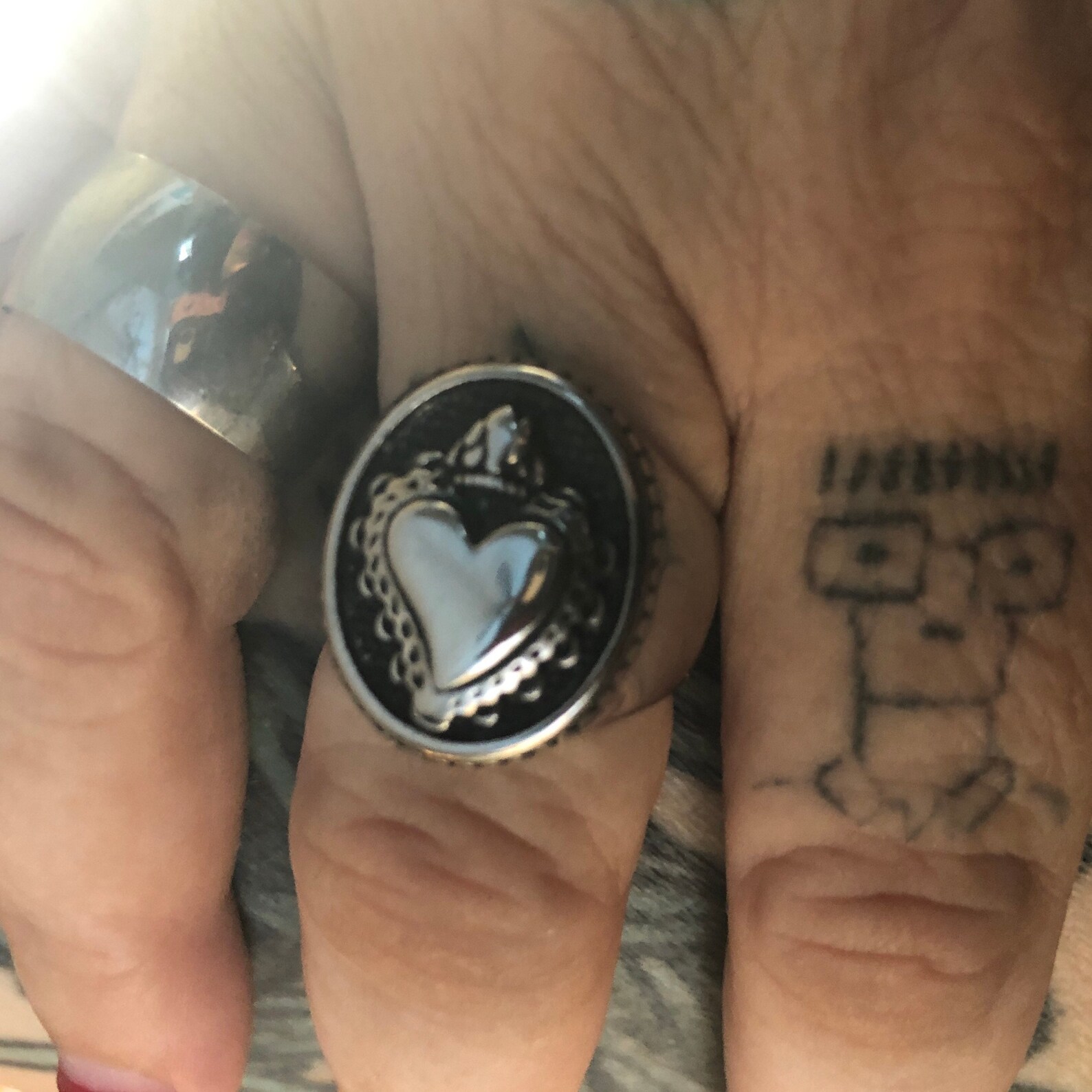 Stainless Steel Sacred Heart Ring | Etsy