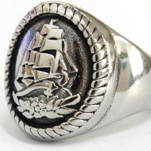 Stainless Steel Clipper Ship Ring Etsy