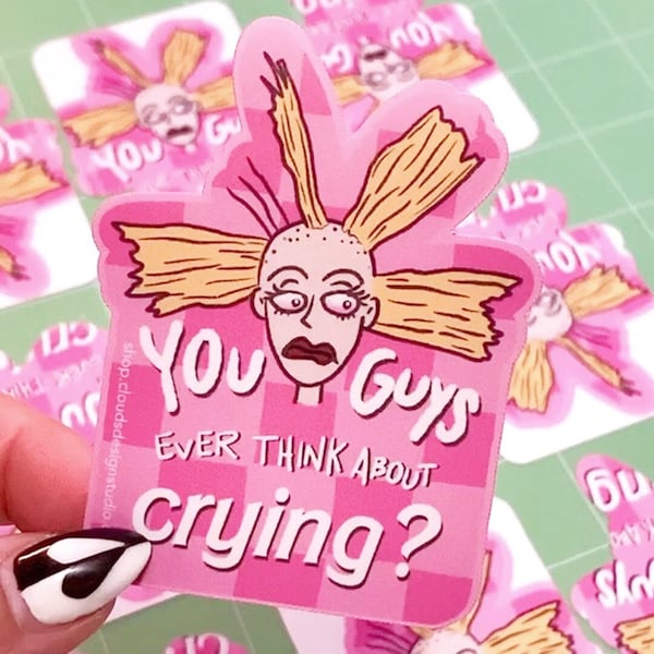 You Guys Ever Think About Crying Cynthia Barb Doll - 3"x2.25" Homemade Laminated Vinyl Sticker