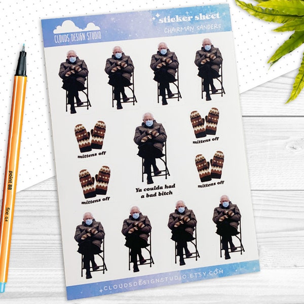 Bernie Sanders' Inaugural Mittens Sticker Sheet