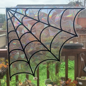Corner Spider Web Sun Catcher Removable Prismatic Rainbow Maker Window Cling Decal