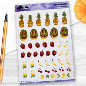 Summerween Spooky Season Fruits Ready for Halloween Journaling Sticker Sheet