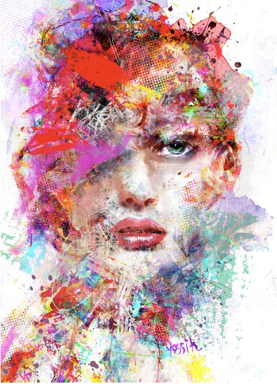 Yossi kotler art portrait giclee print embellished not Etsy