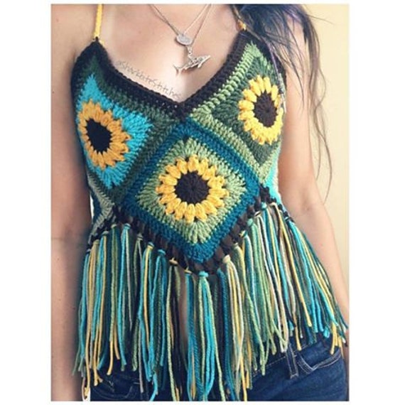 crochet sunflower top