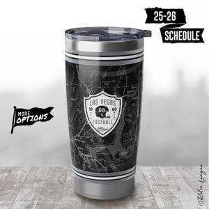 Las Vegas Raiders Tumbler - 20oz roestvrijstalen reismok met vintage Las Vegas-kaart en spelschema, Raiders-fancadeau, Las Vegas-fanuitrusting