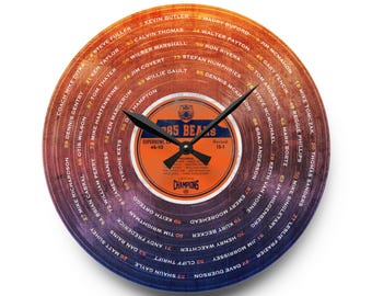 Chicago Bears 1985 Champions Vintage Wall Clock | 1985 Super Bowl XX Champions | Chicago Bears Acrylic Record-Inspired Wall Clock  Christmas