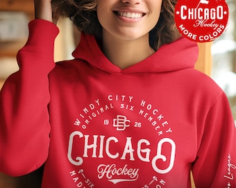 Chicago Blackhawks Hoodie Sweatshirt | Vintage Blackhawks Unisex Sweatshirt | Vintage Original 6 Hockey | Chicago Hockey Fan