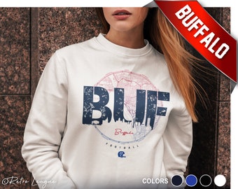Buffalo Bills Crewneck Sweatshirt | Buffalo Skyline City Map | BUF Vintage Map| Unisex Heavy Blend Crewneck | Buffalo Christmas Gift for Her