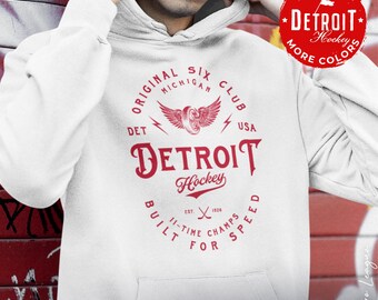 YOUTH Detroit Red Wings Hoodie Sweatshirt | Vintage Redwings Sweatshirt | Vintage Original 6 Hockey | Christmas Gift Detroit Hockey Fan