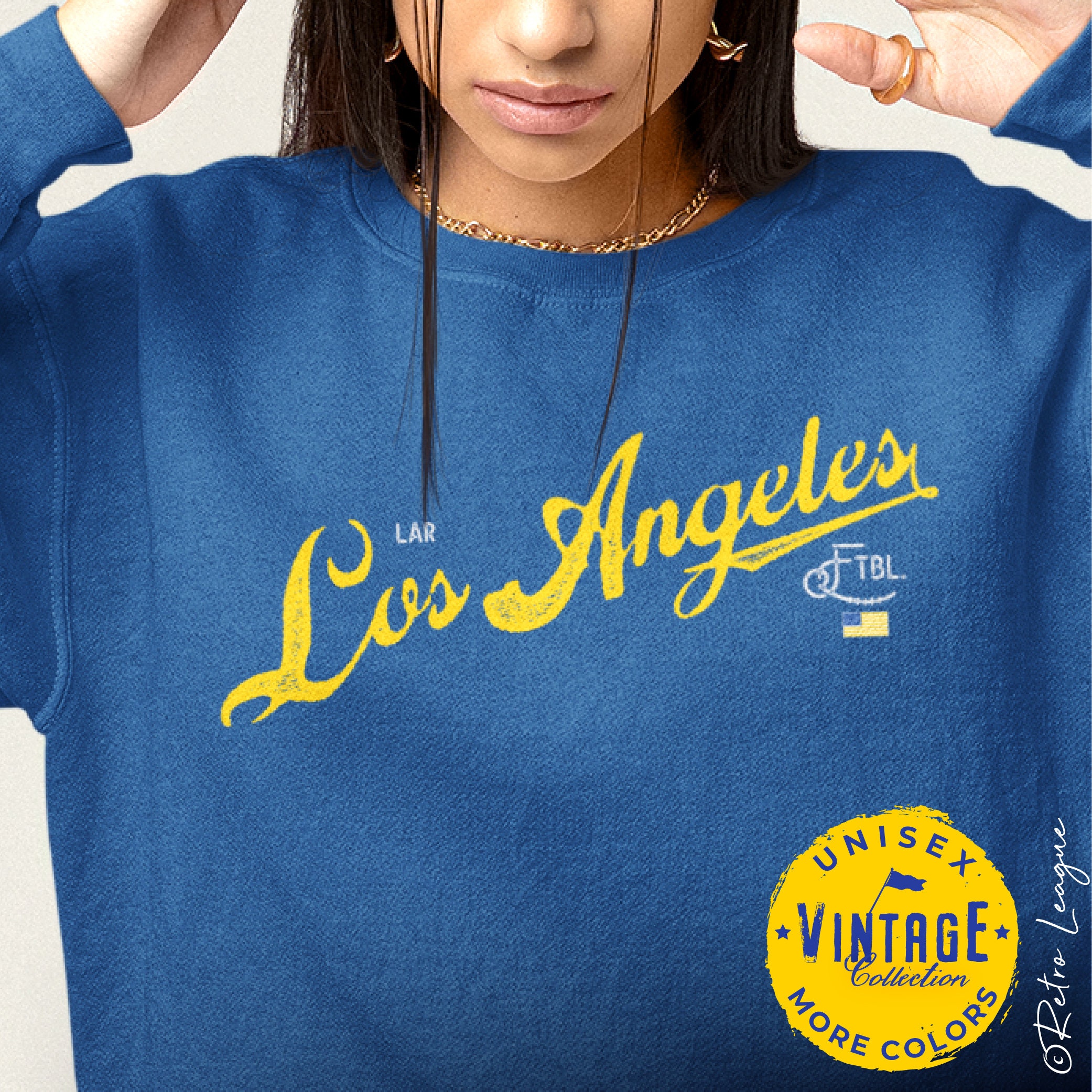 Vintage Thrift Los Angeles Rams Sweatshirt, Blue, XL