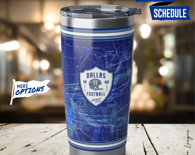 Dallas Cowboys Tumbler With Vintage Map & Schedule – 20oz Stainless ...