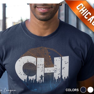 Camiseta de los Chicago Bears / Mapa de la ciudad del horizonte de Chicago / Mapa vintage de CHI / Camiseta súper suave unisex / Regalo de Navidad para los fanáticos de Chicago
