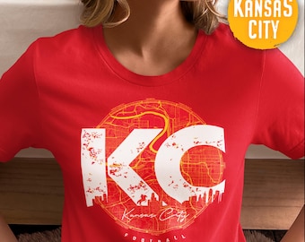 Kansas City Chiefs T-Shirt | Vintage KC Map, Football Fan Gift