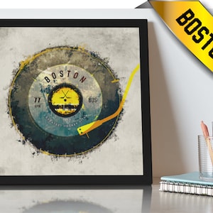 Boston Bruins Canvas Gallery Art | Boston Hockey Puck Vintage Record Collection | Boston Bruins Art Print | Christmas Boston Gift for Him