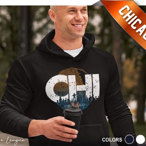 CHICAGO Football Hoodie Sweatshirt | Chicago Skyline Stadtplan | CHI Vintage Karte | Unisex Heavy Blend Sweatshirt | Chicago Weihnachtsgeschenk