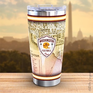 Washington DC Football Tumbler | Vintage Map | 20oz Stainless Steel Cup | Personalized Fan Gift