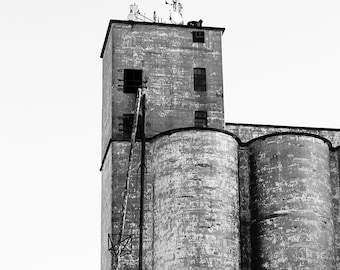 Rustic industrial architecture black and white 8 x 10 print, Free shipping