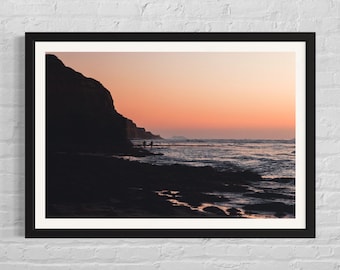 Acantilados al atardecer en San Diego, California Fotografía del atardecer Fotografía de playa o océano Impresión artística de viaje o lienzo, varios tamaños