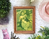 Girl with Cats Framed Art Tile, Little Girl and Kittens Tile, Kimberly Enterprises, Vintage 1980s Wall Decor, Decorative Victorian Coaster