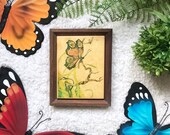 Butterfly Art Framed Tile, Art Nouvaeu Butterfly, Kimberly Enterprises, Vintage Insect Wall Decor, 1980s Nature Coaster Tile, Antique Garden