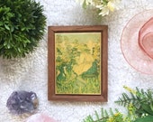 Girl in Garden Framed Tile, Black and White Cat Art, Kimberly Enterprises, Vintage Cat Wall Decor, 1980s Coaster, Morning Glory Flower Tile