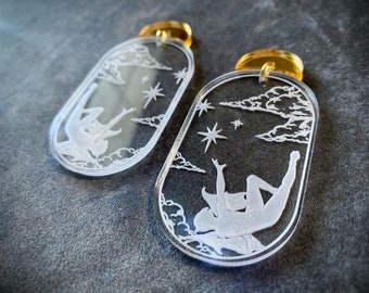 The Fall Acrylic Earrings, Paradise Lost Angel, Star Stud Earrings, Mystical Statement Studs, Witch Accessories, Lucifer Lucite, Clear Gold