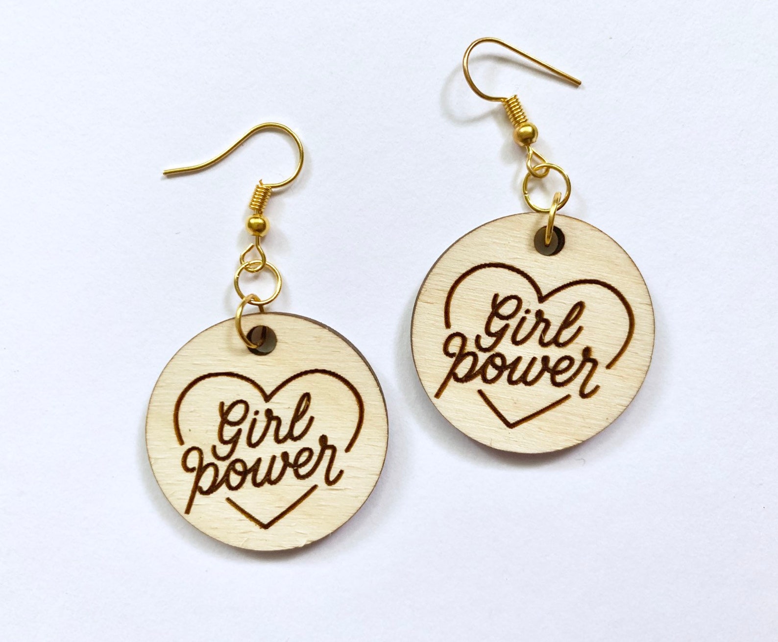 Girl Power Earrings Wooden Feminist Earrings Reproductive Etsy