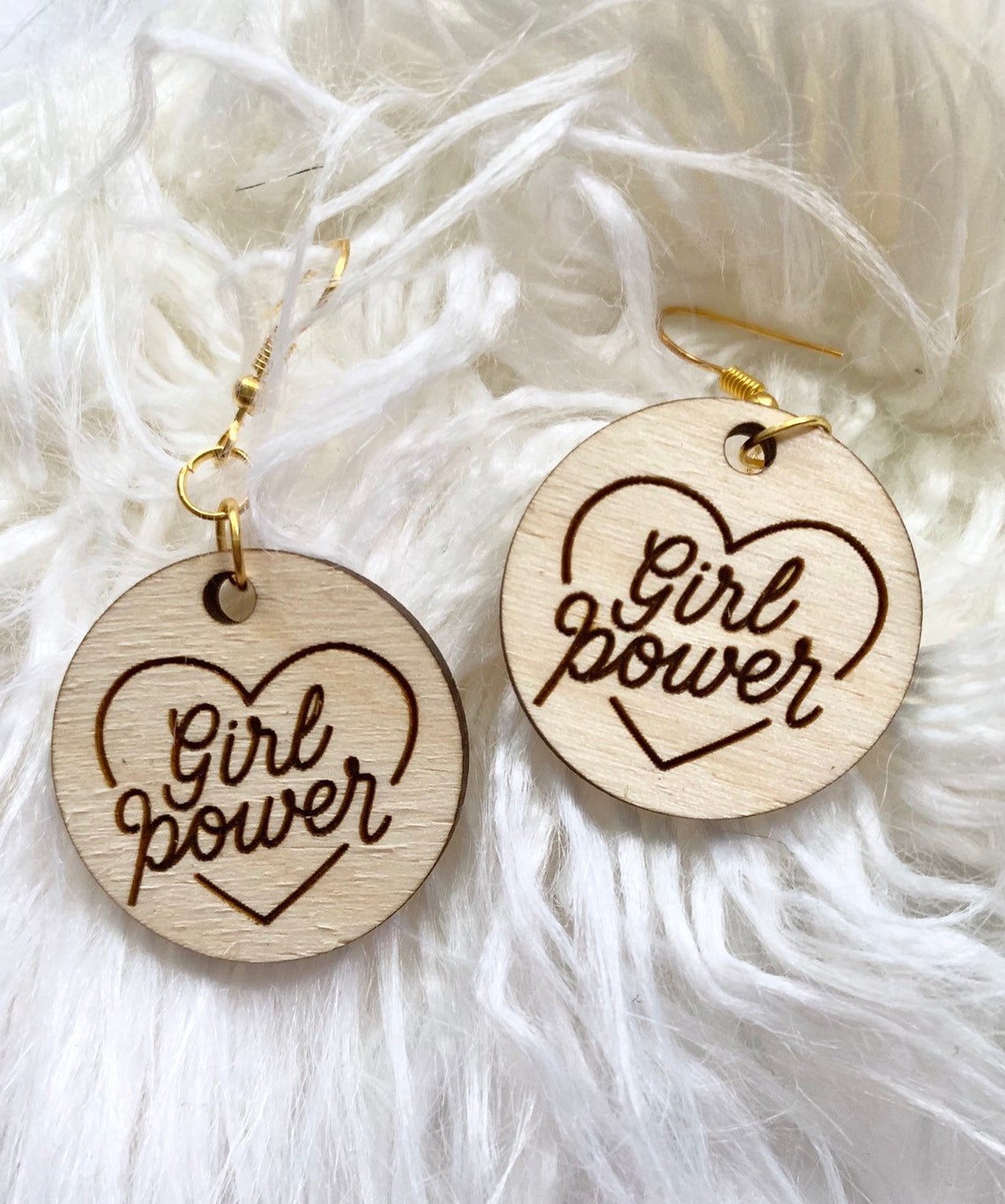 Girl Power Earrings Wooden Feminist Earrings Reproductive Etsy