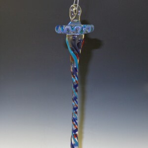 Spiral Glass Maria Ornament, Icicle Twist, Blue, Red, Teal - flamework, lampwork, borosilicate, handmade