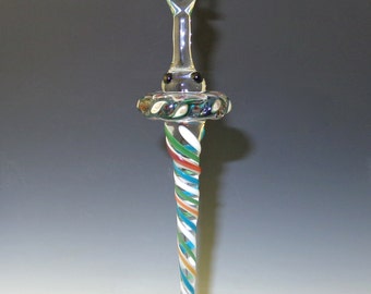 Spiral Glass Maria Ornament, Icicle Twist, Teal, Green, White - flamework, lampwork, borosilicate, handmade