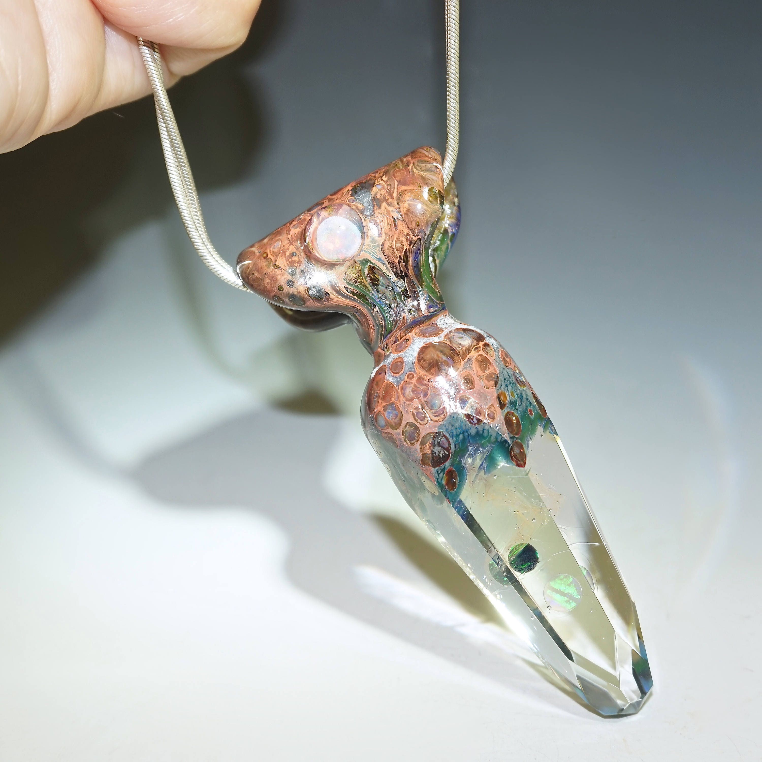 Glass Dagger Pendant Faceted Pendant Glass Geode Heady Etsy