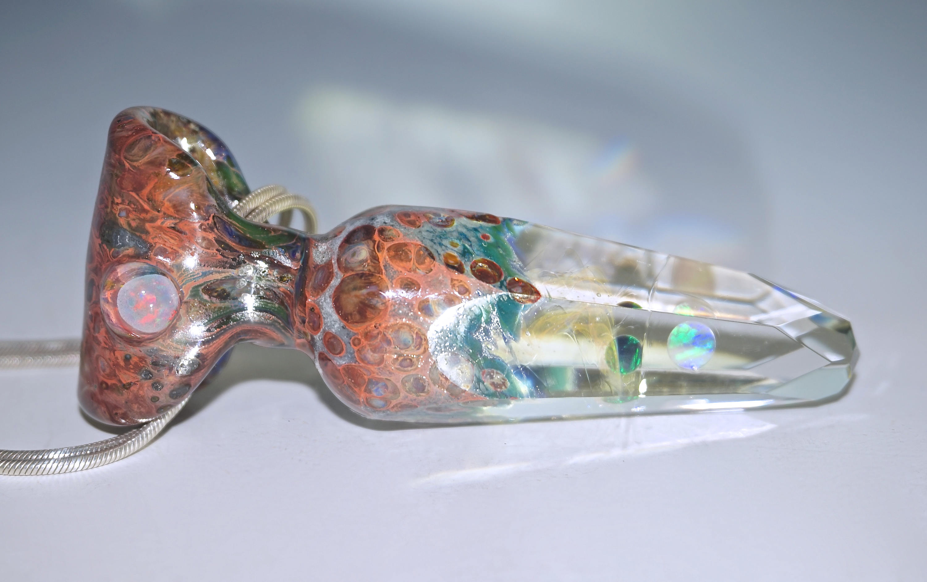 Glass Dagger Pendant Faceted Pendant Glass Geode Heady Etsy