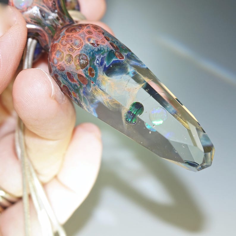 Glass Dagger Pendant Faceted Pendant Glass Geode Heady Etsy