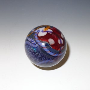 Striped Vortex Glass Marble, Red, Green, White, Dichroic with Abstract Back flamework, lampwork, borosilicate image 5