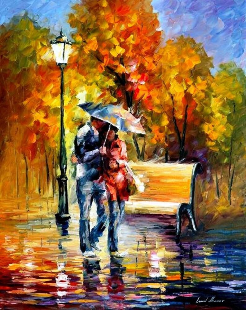 Lovely Couple Wall Art Romantic Painting On Canvas By Leonid Etsy