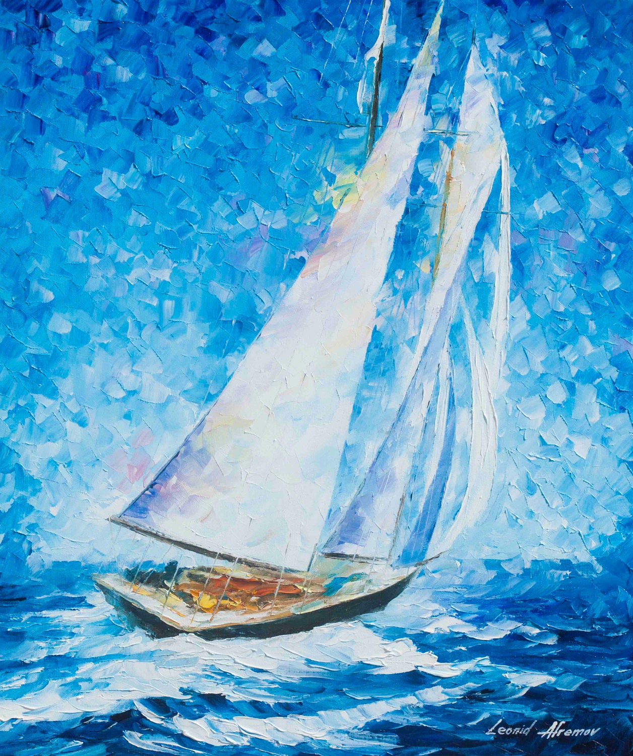 Sailboat Painting Sea Wall Art On Canvas By Leonid Afremov