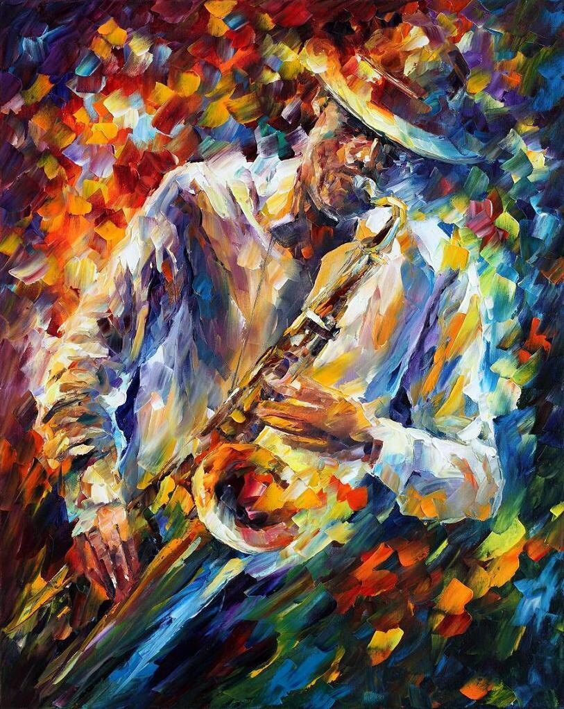 Saxophone Painting Jazz Art Work On Canvas By Leonid Afremov Etsy