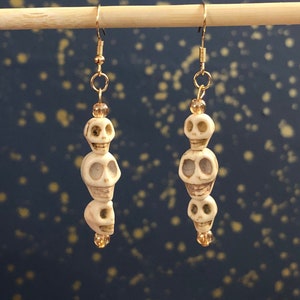 Spooky Skull Stack Earrings (White Turquoise)