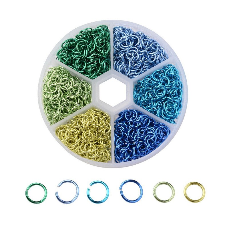 1080x Aluminum Open Jump Split Ring Unsoldered 6mm Diameter 6 colors Mixed