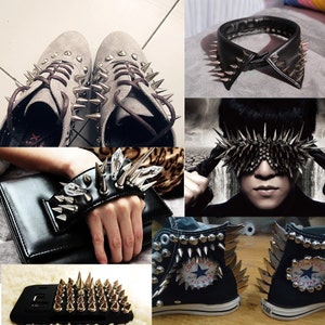 50pcs 1&quot; height punk supply metal spike studs jacket denim Diy / 4 colors available