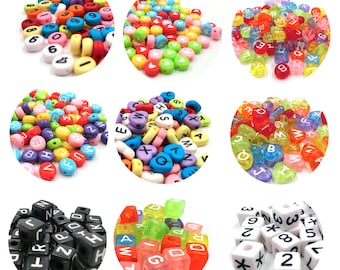 Mixed Alphabet Acrylic Letter Beads Number Bead Assorted Cube Round Love Spacer