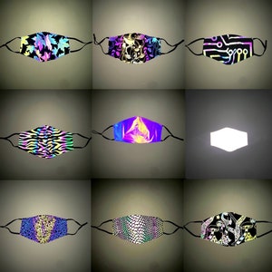 9 designs reflective face mask costume rave concert mask rainbow safe mouth cover reusable punk mask