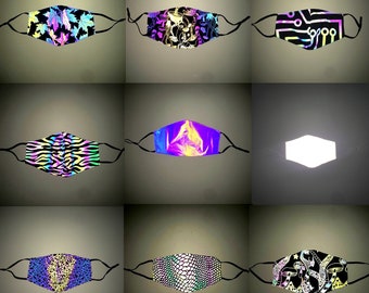 9 designs reflective face mask costume rave concert mask rainbow safe mouth cover reusable punk mask