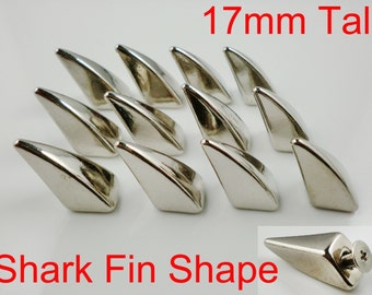 24pcs 17mm tall shiny screwback metal shark fin dragon claw spike studs punk diy