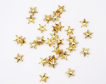 100pcs tiny gold five point star studs leather fabric decoration 5 prongs