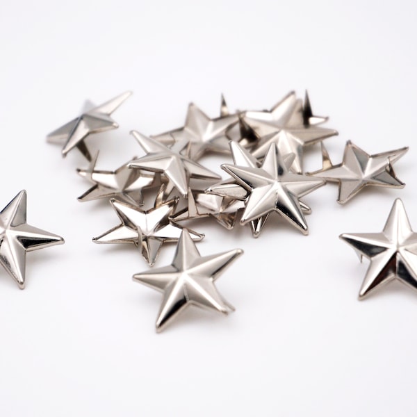 100pcs 21mm silver five point star studs leathercraft making accessory